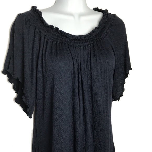 Nation Navy Slub Smocked Elbow Sleeves Top XS - Picture 5 of 7